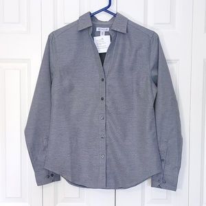 Grey Button Up Dress Shirt Women XS